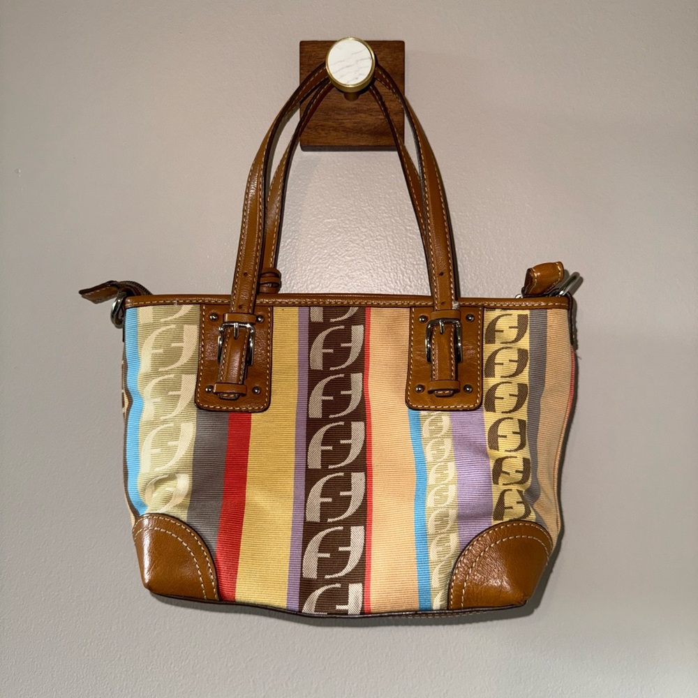 Fossil Y2K Multicolor Striped Tote Bag